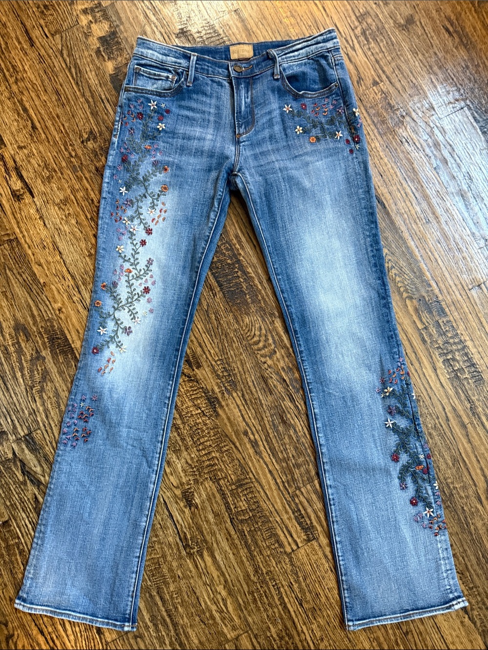 DRIFTWOOD Light Blue Embroidered Boot Cut Jeans
